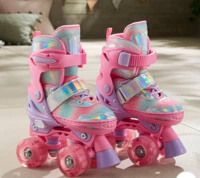 Pink Glitter Glow roller Skates with light up wheels, Skating shoes