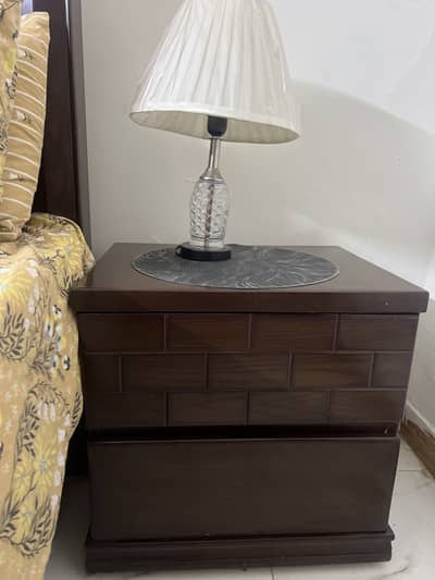 Bed and side table