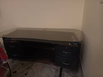 Office Table with Glass Top Good Condition.
