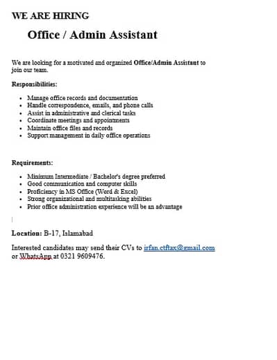 Office / Admin Assistant