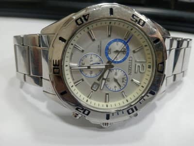 Citizen chronograph watch for men stainless steel 44 mm dial size