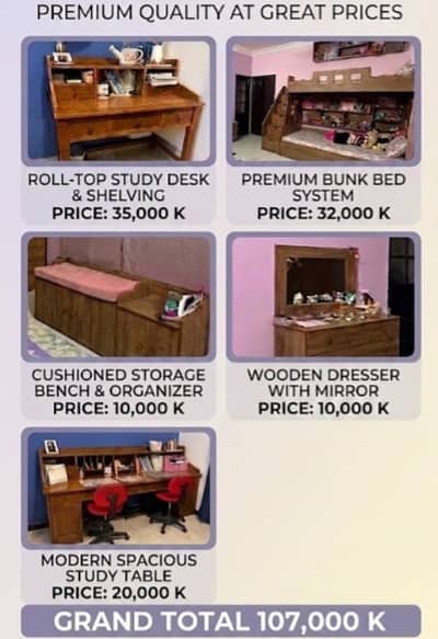 Kids Bunker Bed Kids Bed Kids Study Table Kids Room setup