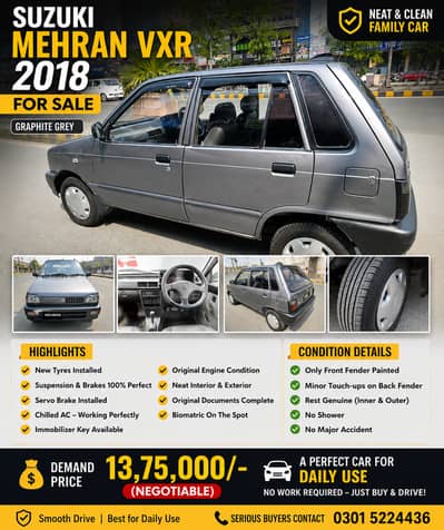 Suzuki Mehran VXR 2018 Euro II | What's app or call 03015224436