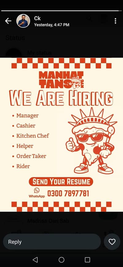 fast food chef ,cashir ,,manager