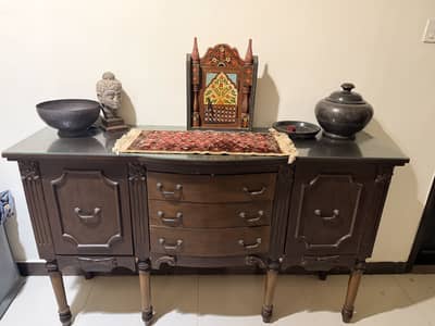 Antique-Style Dark Wood Sideboard / Console Table