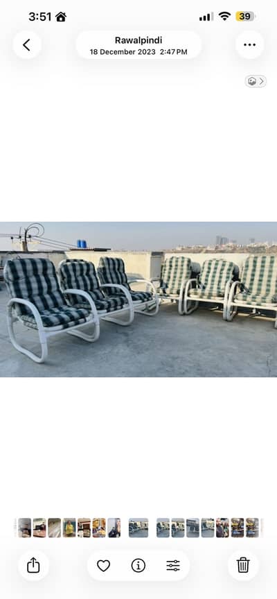 Outdoor chairs with cushions 6 in numbers
