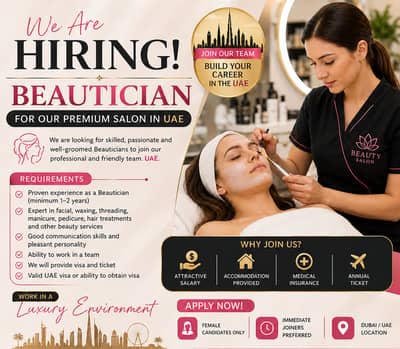 Beautician Required for Beauty Salon in UAE – Visa & Ticket Provided