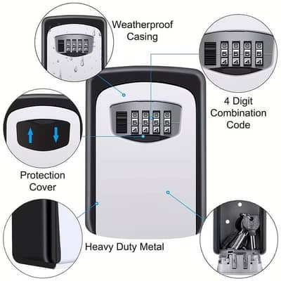 4 Digit Combination Key Lock Box – Strong Alloy Build