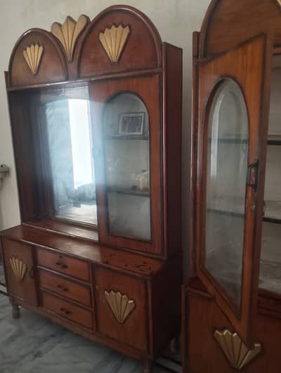 Used showcase,crockery and other house hold and dressing table both