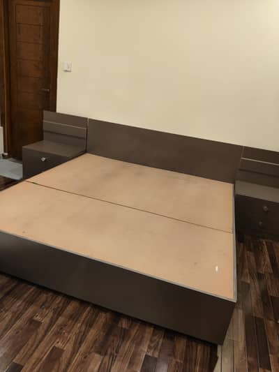 bed with side table
