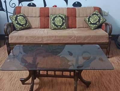 Sofa set with Glass center table