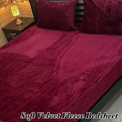 *Product Name*: Maroon Velvet Fleece Bedsheet Set Double Bed 3 Pcs