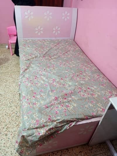 deco bed 3.5 x 6 ft and study table good condition  without mattress