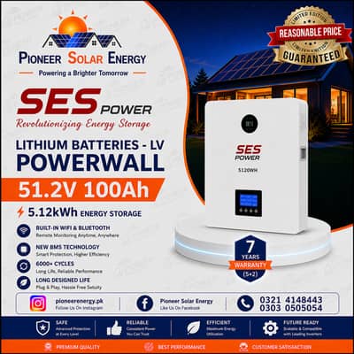 SES POWERWALL 51.2V 100Ah [5.12KWH] LITHIUM SOLAR BATTERY