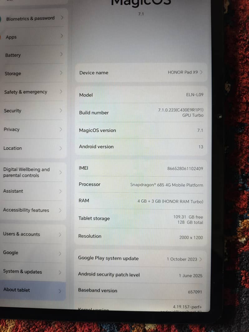 Honor x9 Tab 4