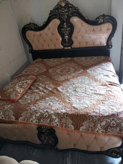 Double bed set with mattress,side table,dressing table(good condition)