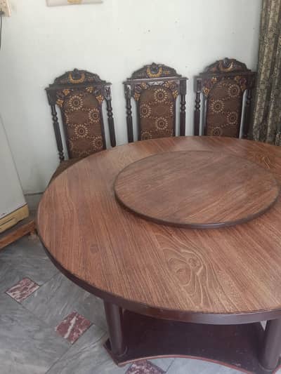 shisham round dining table with 6 chair