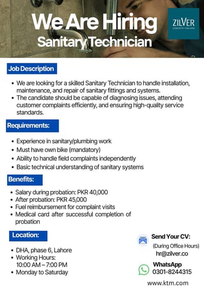 Sanitary Technician – Lahore