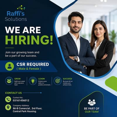 Call Center Agents |  (CSR) Agents Required | Male & Female | Jobs in