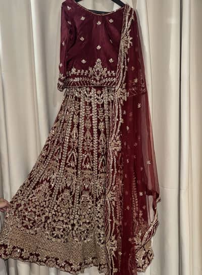 Deep Red Big Flare Bridal Lehanga