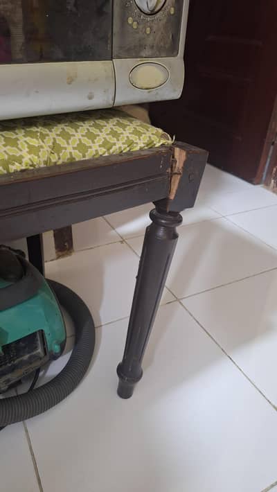 3chairs with  thick glass top wood dinning table