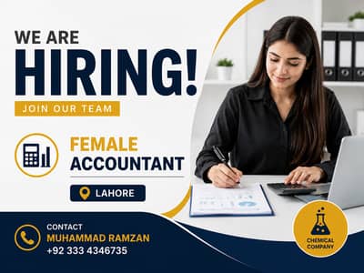 Female Accountant, Accounting Jobs Lahore– 03334346735
