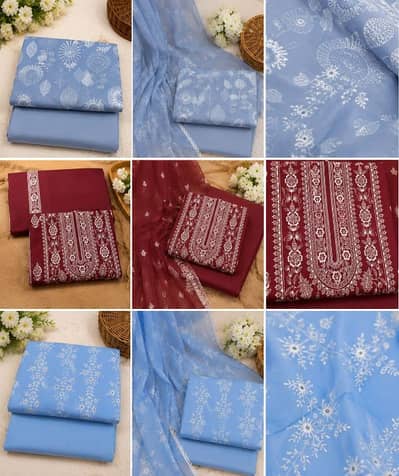 Unstiched Lawn suit/Embroided dresses 3 piece dresses/Unstitch dresses