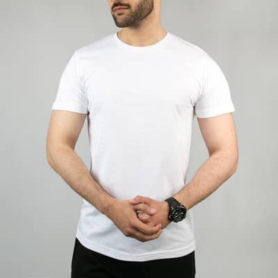 Mens Plain Cotton Jersey T Shirt White Medium to XL