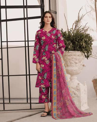 Beautiful Ladies 3-Piece Unstitched Floral Lawn Suit