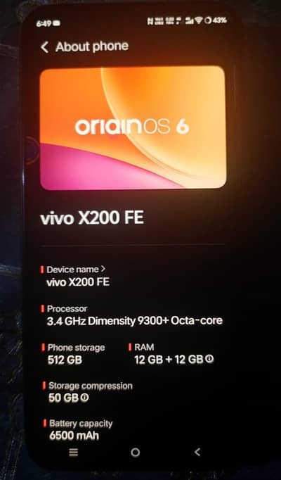 Vivo X200 FE Black 12/512| PTA Approved | Box Pack | 10/10 Condition