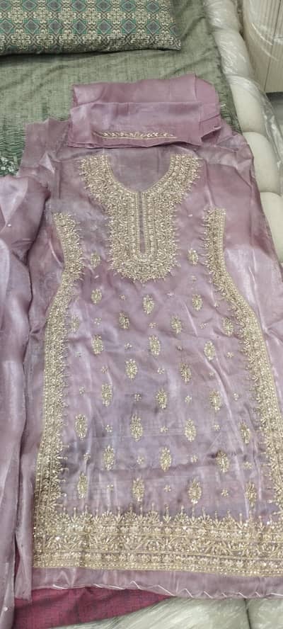 Designer shirt and dupatta with hand sewen beads and design