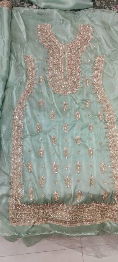 Pretty Designer unstitched shirt and dupatta with hand sewen beads