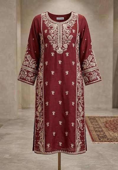 Elegant Maroon  Embroidered kurti for Sale | Ladies party wear shirt