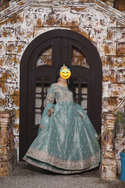 Premium Sea Green Walima Maxi for Sale – Small Size (Worn Only Once)