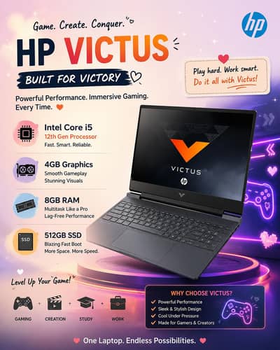 HP Victus Gaming Laptop | Core i5 12th Gen | 4GB Graphics | 8GB RAM