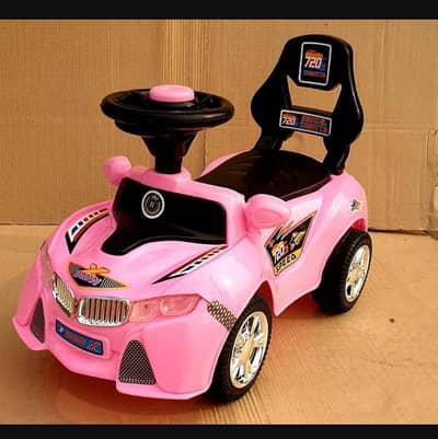 Pink ABS Plastic Kids Car with Royal Themed Design