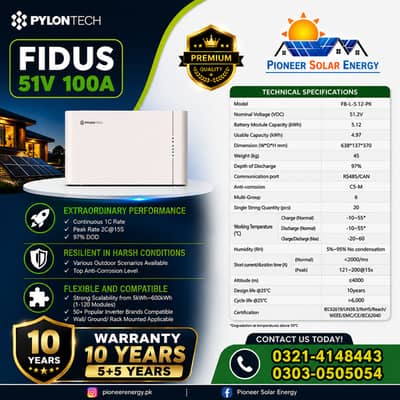 PYLONTECH FIDUS 5KWh [51V 100A] SOLAR INVERTER BATTERY