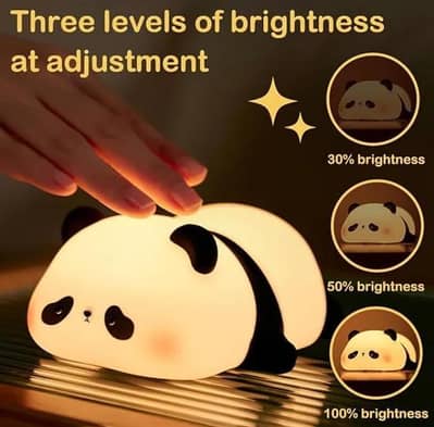 Silicone Panda Night Lamp USB Rechargeable Off-White Glow