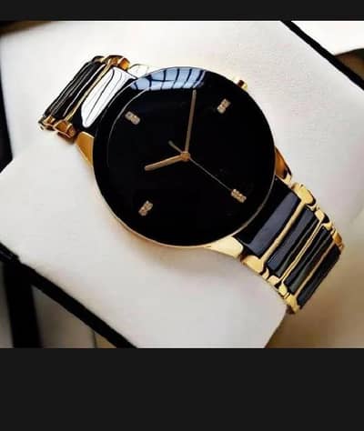 Stylish Black & Gold Luxury Watch