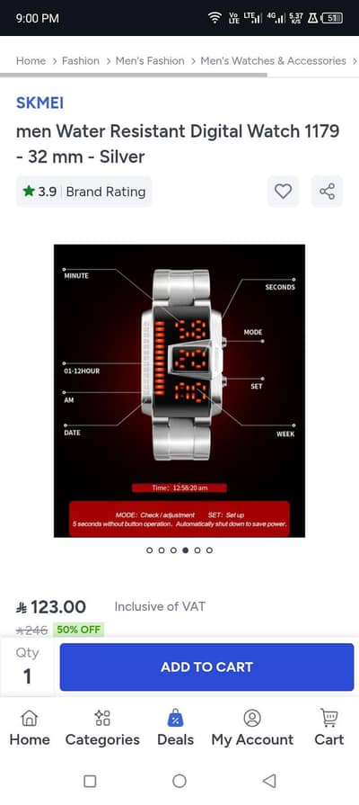 men water resistant digital watch 1179 , 32mm silver  men Water R