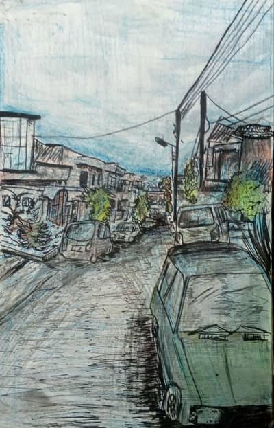 car sketch/ mixed medium