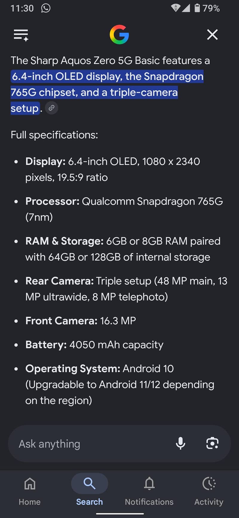 Sharp Aquos Zero 5g basic 8