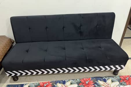 Modern Cum Bed Sofa / Sofa Bed – 3 Seater – Black Velvet