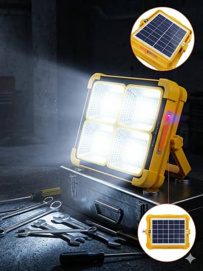 Solar LED Work Light with Emergency Strobe & Adjustable Stand