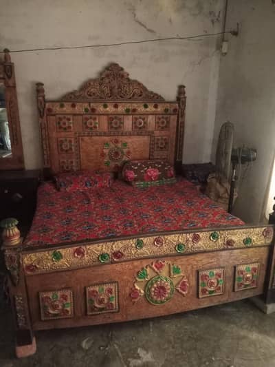 wooden bed full size used