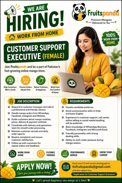 Customer Support Executive (Female) – Online Fruit Store