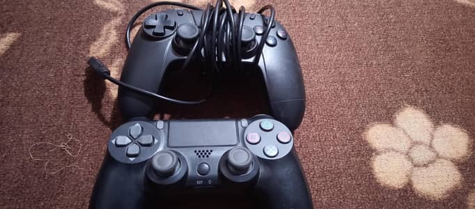 PS4 Controllers Pair - 1 Wireless + 1 Wired (Good Condition)