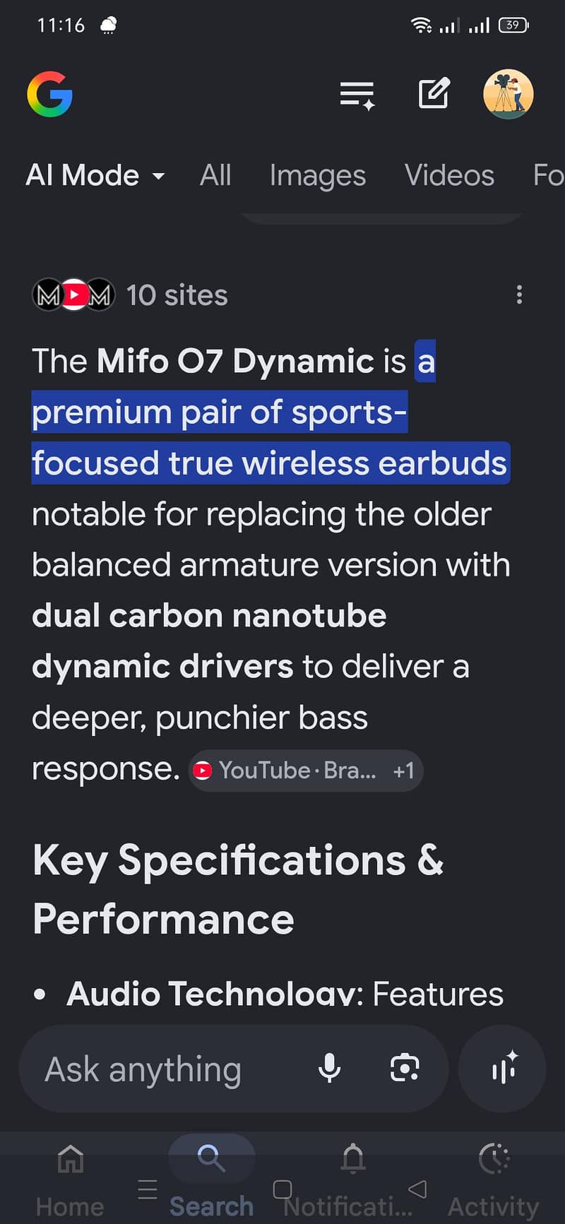 Mifo O7 Dynamic Smart True Wireless Bluetooth Waterproof 5.0 Earbuds 10
