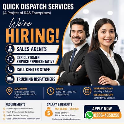 CSR' Sales Staff ' Truck Dispatcher, Male & Female ' Call Center Jobs