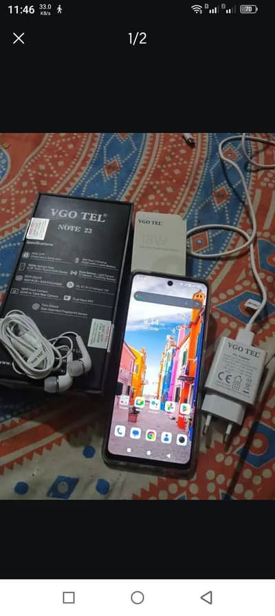 VGO TEL Note 23 16/256gb Box Charger